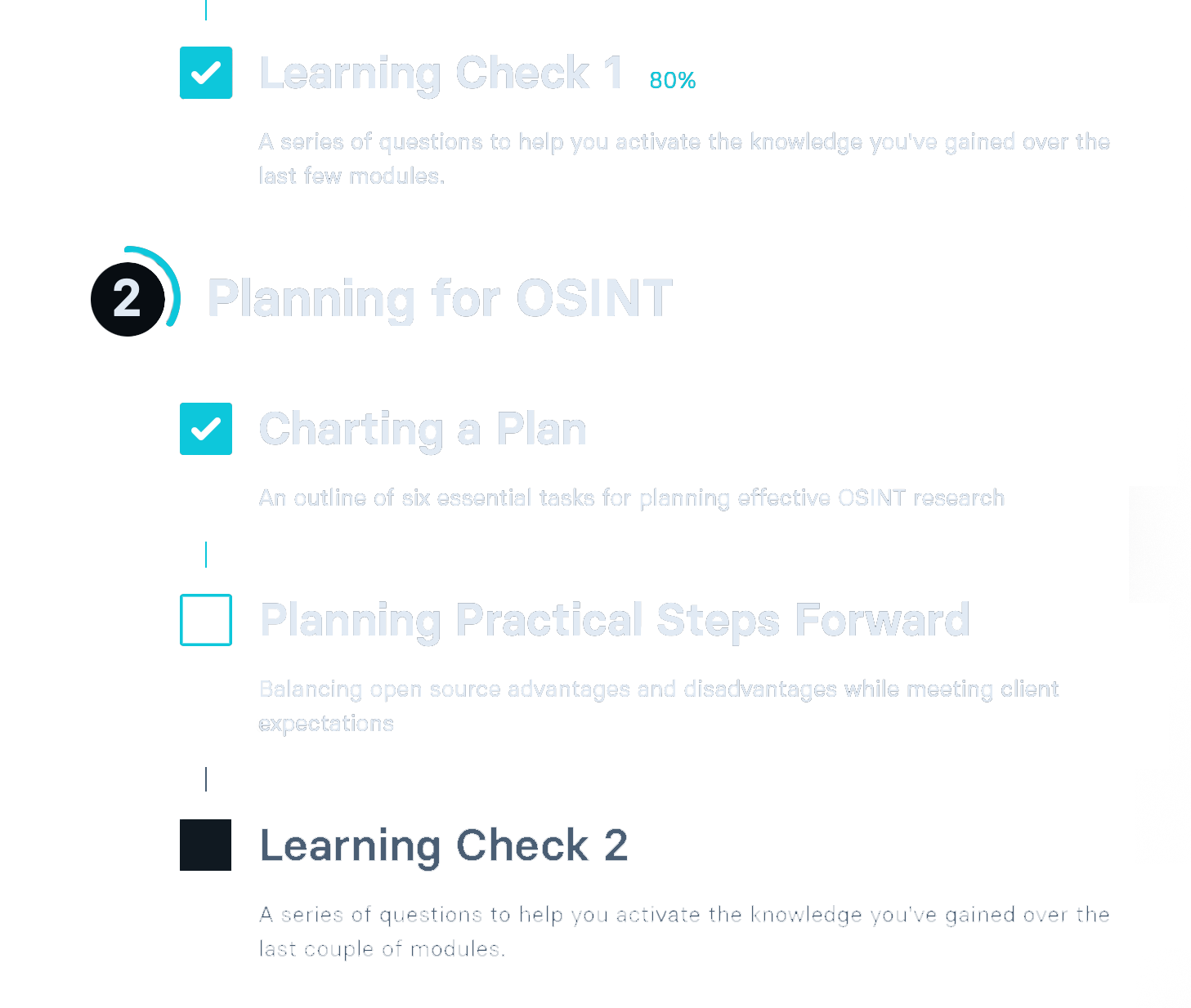 Course detail page showing module list